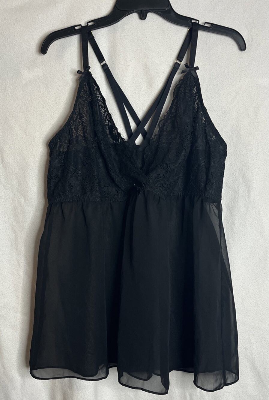 The Seriously Sexy Collection Cacique Plus 26/28 Black Babydoll Cami NWT